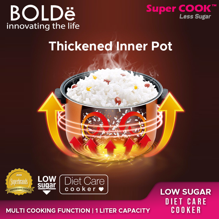 Bolde Rice Cooker Super COOK Less Sugar - Putih 